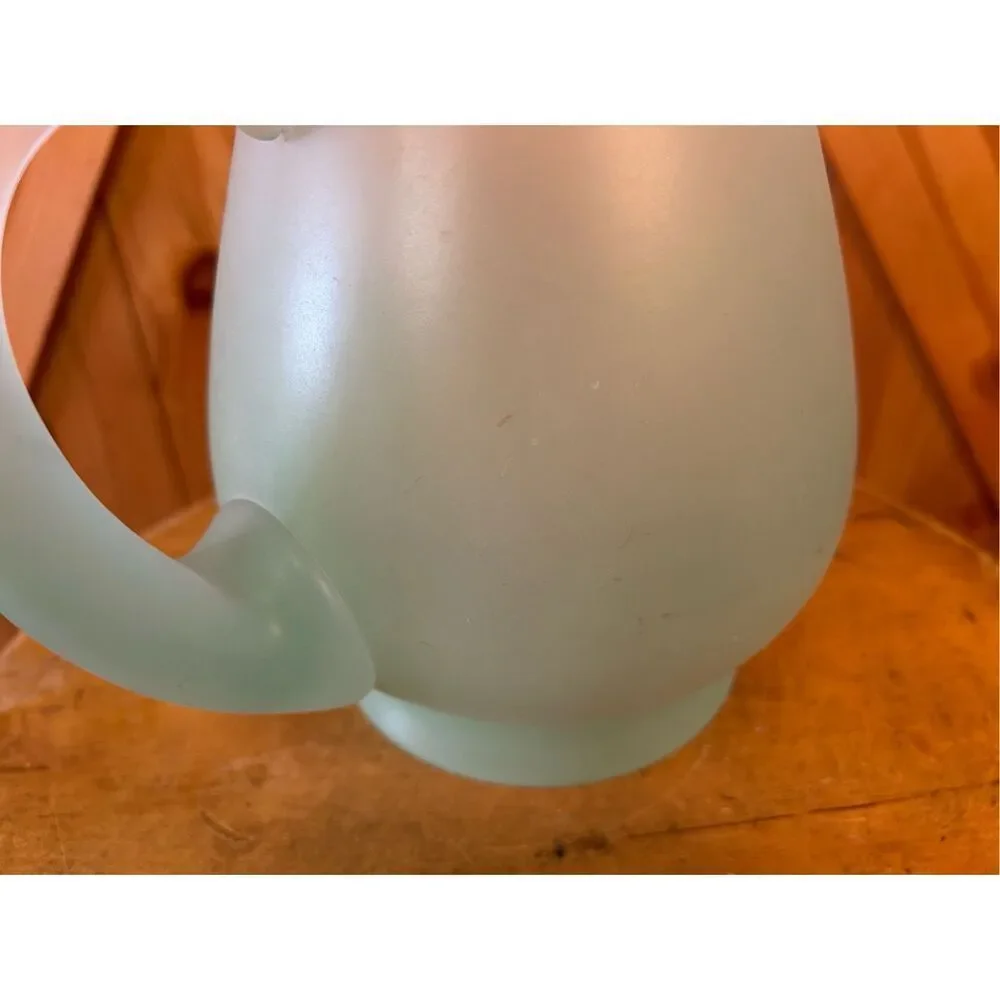 Vtg Blendo Sea Green Frosted Art Glass Pitcher Gold Rim Large MCM Retro Lemonade